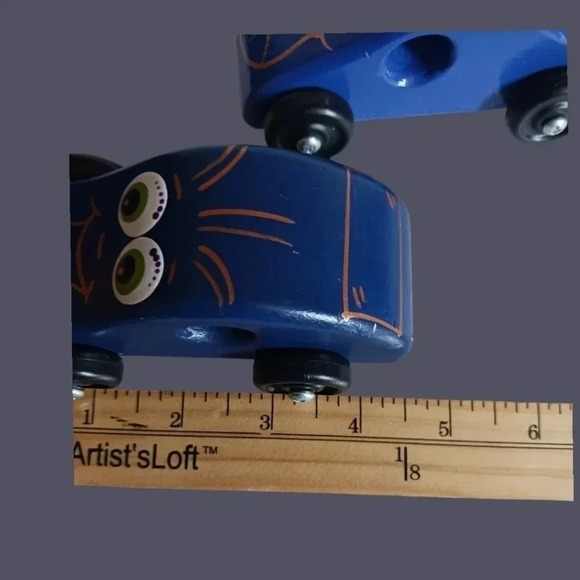 Tiny Tims vtg toy factory wooden cars set of 2 blue color - Picture 6 of 7